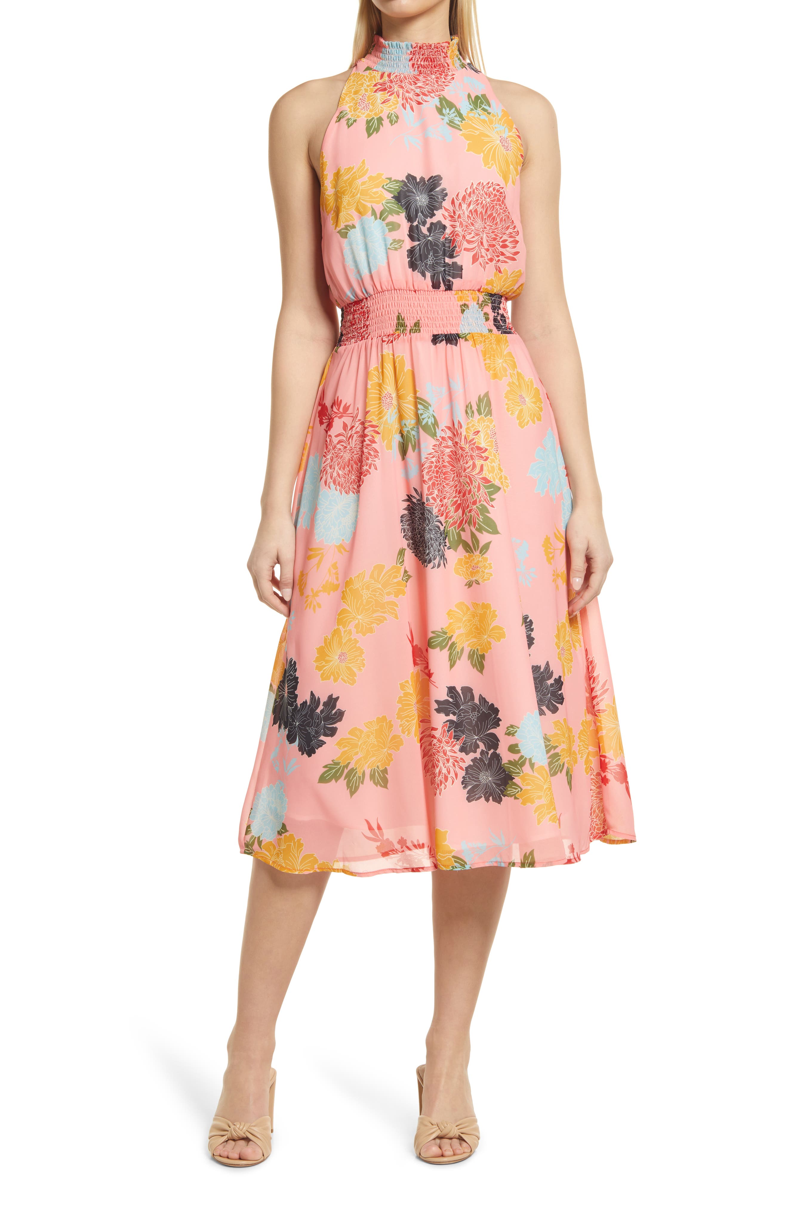 Sam Edelman Floral A-Line Midi Dress ...